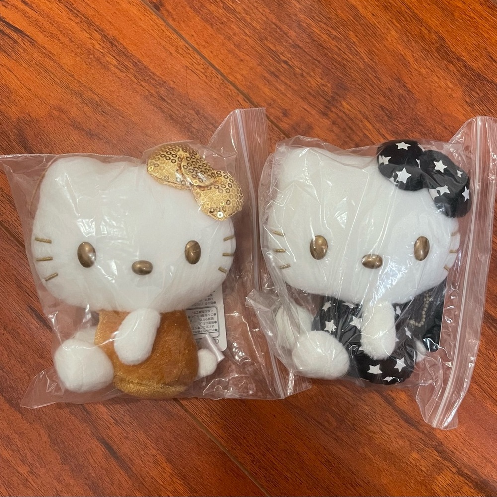2  Kitty Sanrio Gold Sequin Bow Star Bronze Collectibles 5” Plush dolls Rare